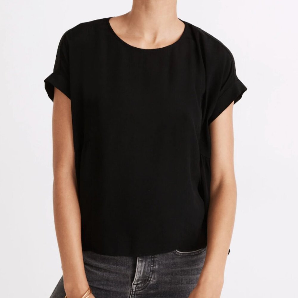 Madewell Cuffed-Sleveve Shirred Top Small
